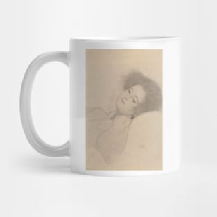 Portrait of a Young Woman Reclining by Gustav Klimt Mug